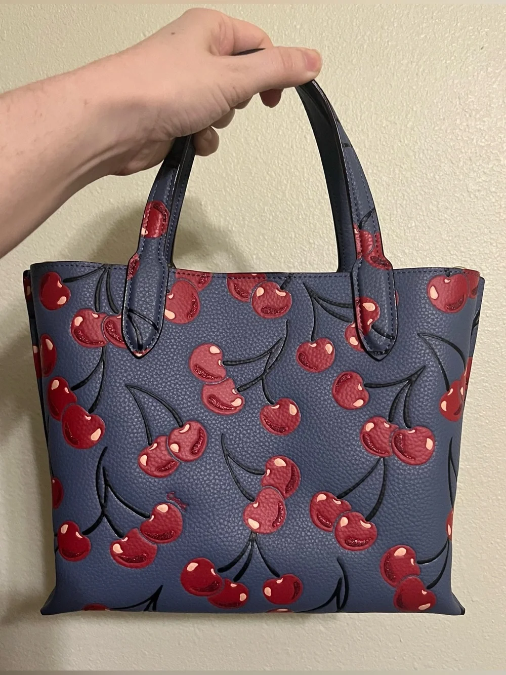 Coach Willow 24 in Blue with Cherry Print!